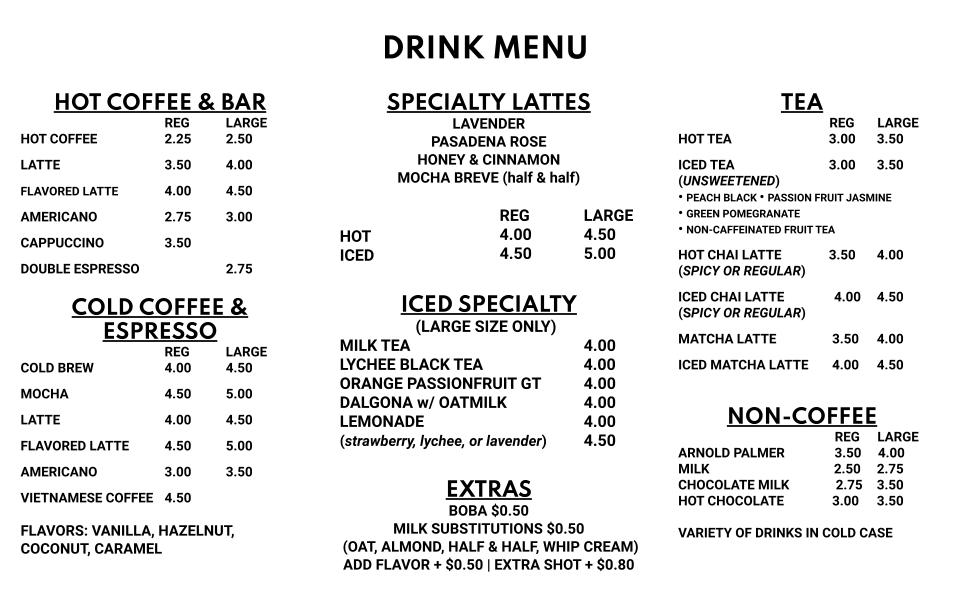 Cafe Menu | Dots Cafe & Bakery